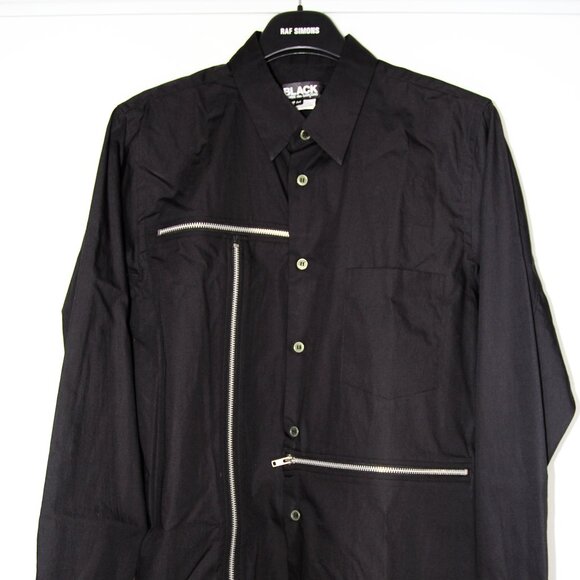 BNWT AW20 COMME DES GARCONS BLACK ZIP DETAIL SHIRT S - Picture 2 of 14